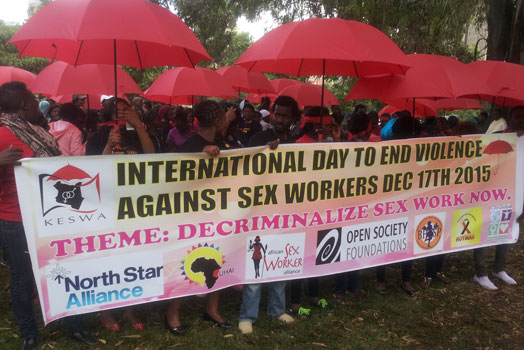 Commercial sex workers demonstrate at Uhuru Park.