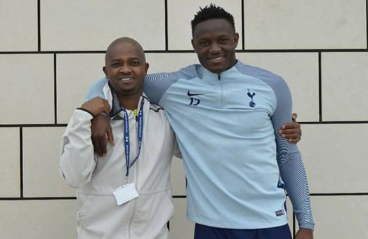 Football Kenya Federation president Nick Mwendwa (left) with Harambee Stars captain Victor Wanyama. PHOTO | COURTESY