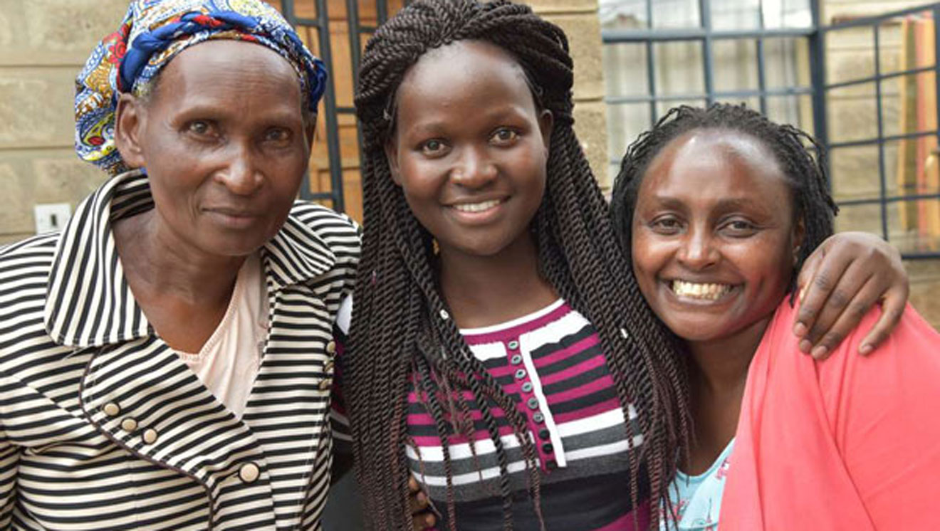 From left: Esther Khadambi, Millicent Minayo and Sarah Kimani in South C estate. PHOTO | ANTHONY OMUYA