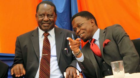 Good old days: ODM leader Raila Odinga (left) with then party Secretary General Ababu Namwamba at a past press briefing at Orange House in Nairobi. PHOTO | ANTHONY OMUYA