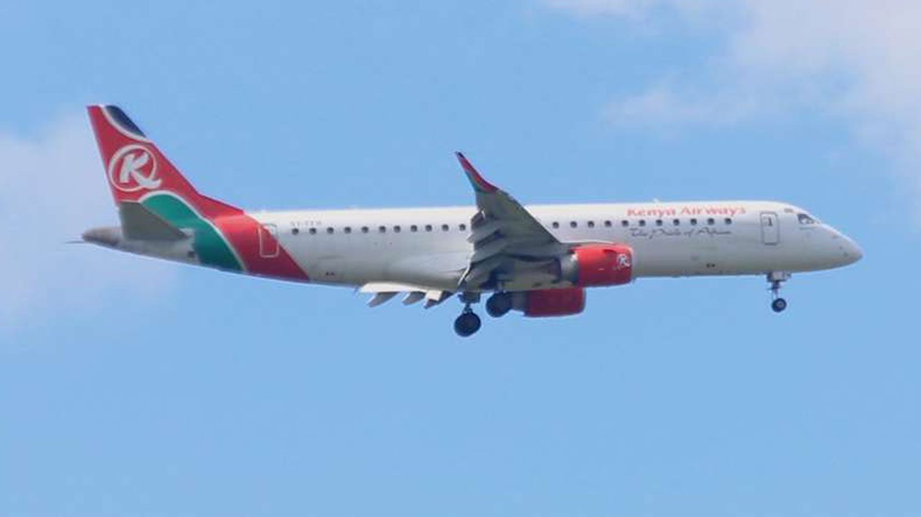 Kenya Airways aeroplane landing at the Jomo Kenyatta International Airport, Nairobi on October 24, 2019. PHOTO | KANYIRI WAHITO