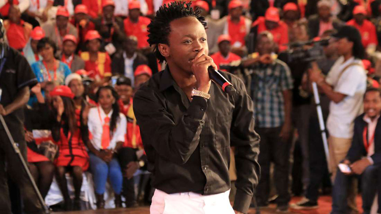 Gospel artiste Bahati performs during Jubilee National Delegates Conference on May 6, 2017 at Bomas of Kenya when President Uhuru Kenyatta was nominated to run for president with William Ruto as his running mate. PHOTO | JEFF ANGOTE