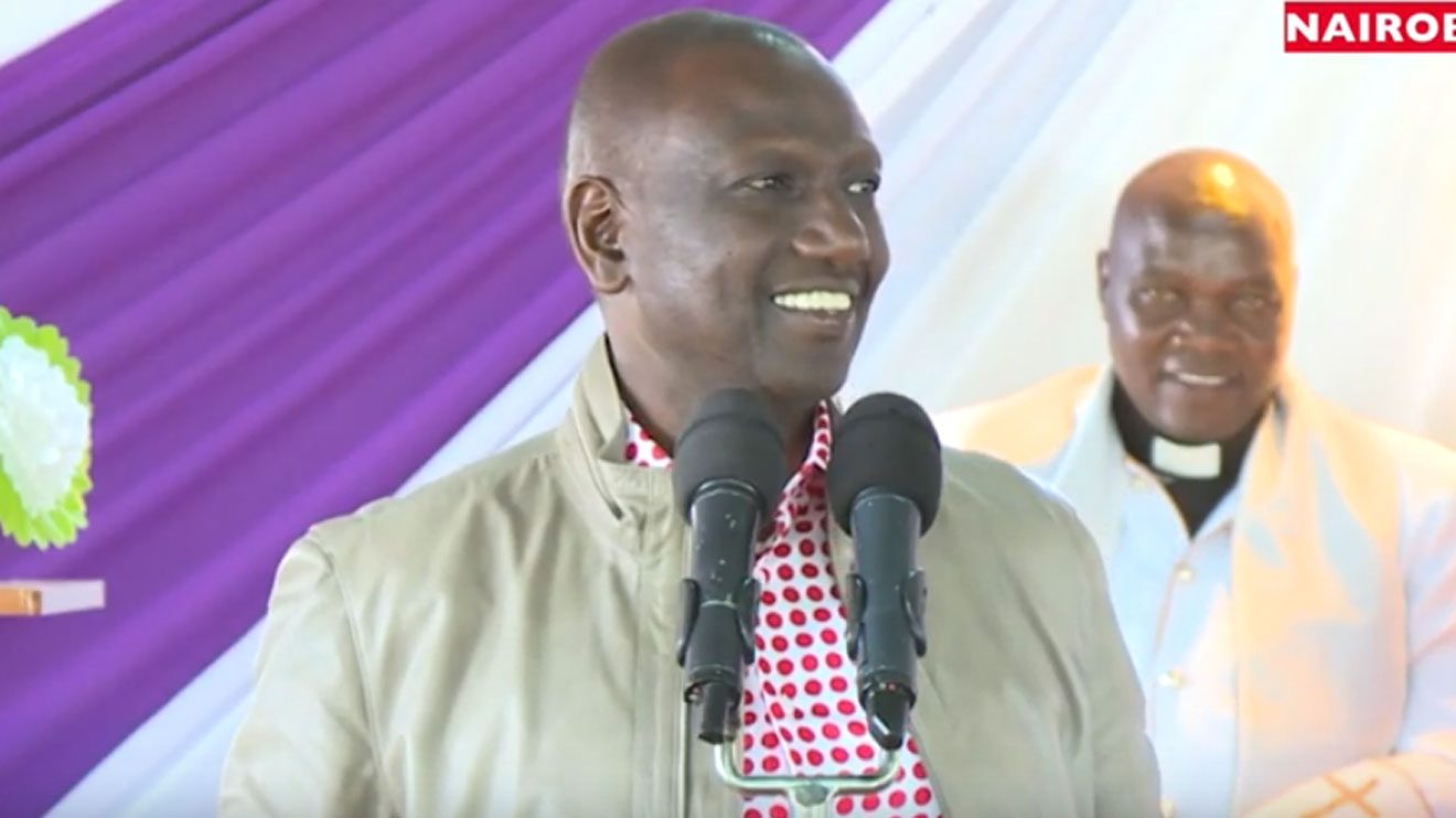 Deputy President William Ruto addresses worshippers during a Sunday church service at Chepngobob Methodist Church, Kericho County. PHOTO | NAIROBI NEWS