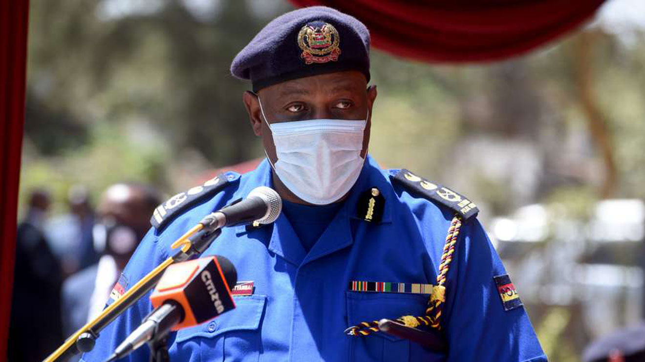 Inspector General of National Police Service Hilary Mutyambai speaks during the launch of the Digital Occurrence Book at Buru Buru Police Station in Nairobi on August 3, 2020. PHOTO | SALATON NJAU