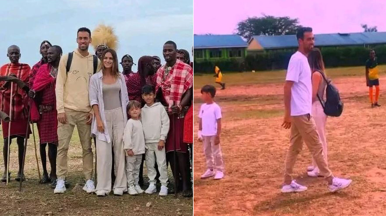 ExBarcelona captain Sergio Busquets and his family on holiday in Kenya